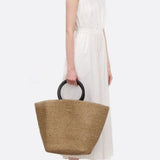 Noa Minimalist Straw Tote – Structured Woven Bag