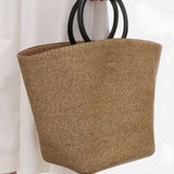 Noa Minimalist Straw Tote – Structured Woven Bag