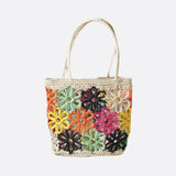Floral Crochet Woven Tote Bag – Handmade-Style Summer Shoulder Bag