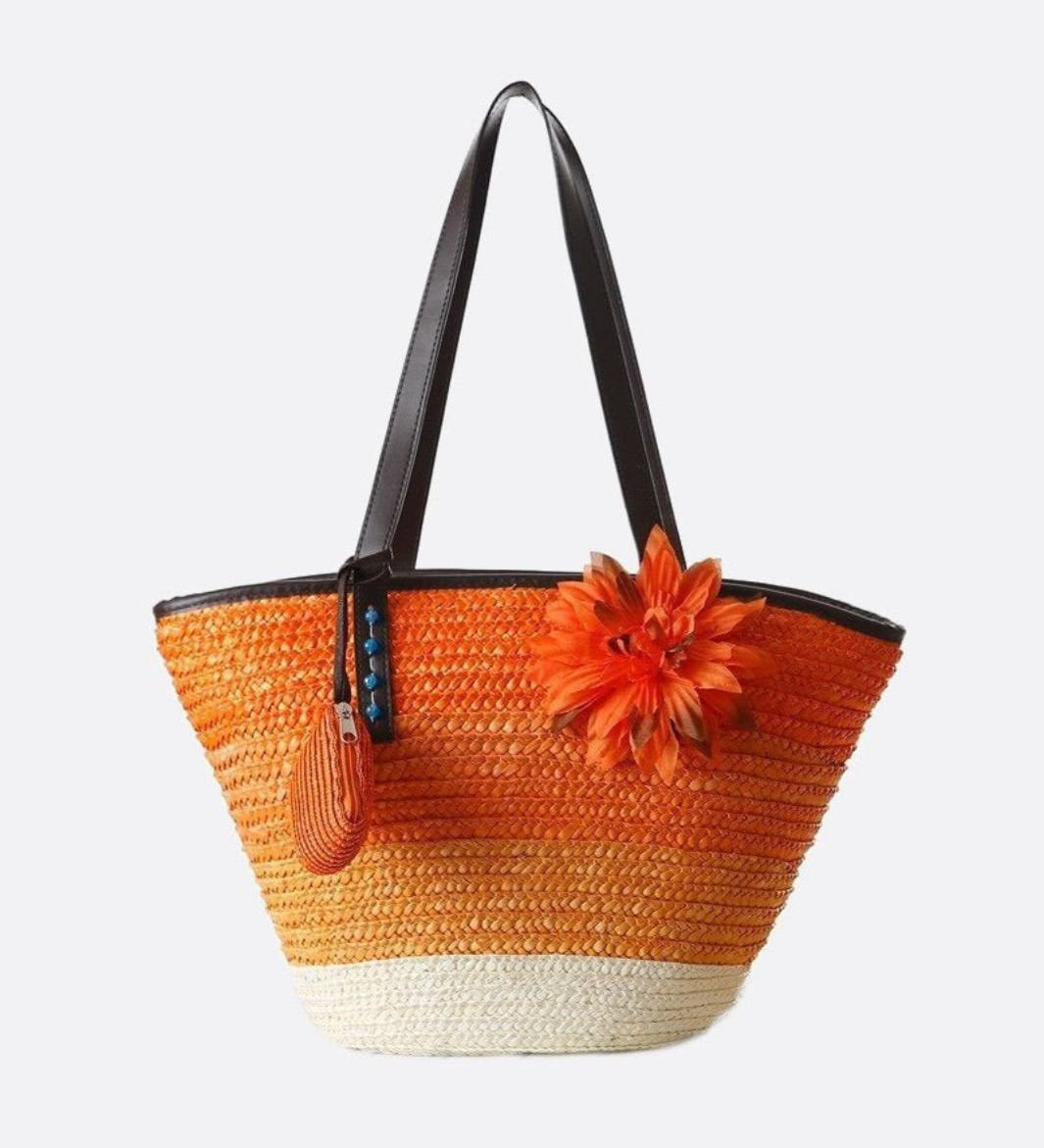 Marbella Bloom Straw Tote – Woven Beach Bag