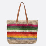 Rio Rainbow Crochet Tote – Multicolor Striped Woven Bag