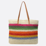 Rio Rainbow Crochet Tote – Multicolor Striped Woven Bag
