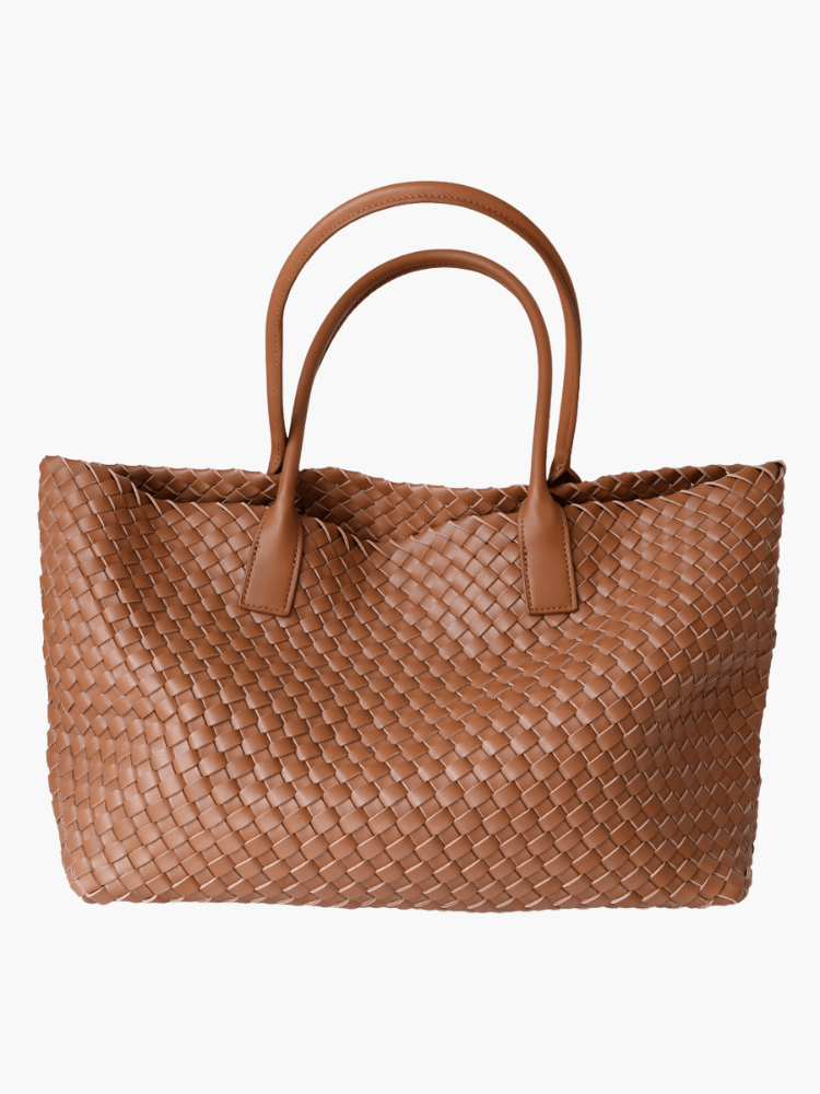 Celine | Luxe Woven Tote Bag – Chic Elegance in Caramel Brown - from Aurora-Bags for sale at Aurora-Bags