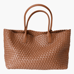 Celine | Luxe Woven Tote Bag – Chic Elegance in Caramel Brown - from Aurora-Bags for sale at Aurora-Bags