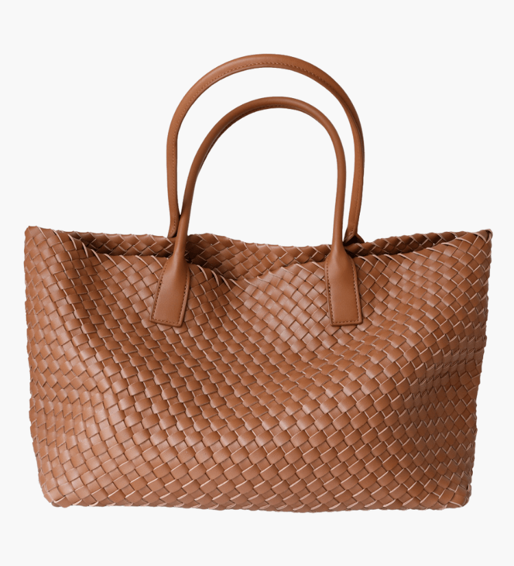 Celine | Luxe Woven Tote Bag – Chic Elegance in Caramel Brown - from Aurora-Bags for sale at Aurora-Bags