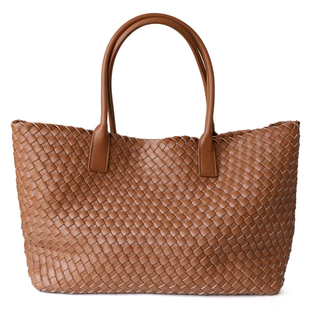 Celine | Luxe Woven Tote Bag – Chic Elegance in Caramel Brown - from Aurora-Bags for sale at Aurora-Bags