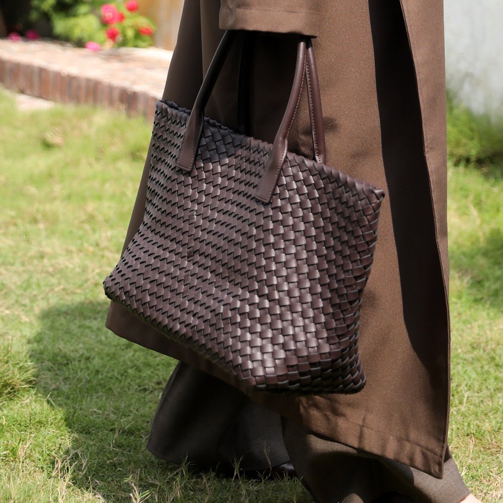 Celine | Luxe Woven Tote Bag – Chic Elegance in Caramel Brown - from Aurora-Bags for sale at Aurora-Bags