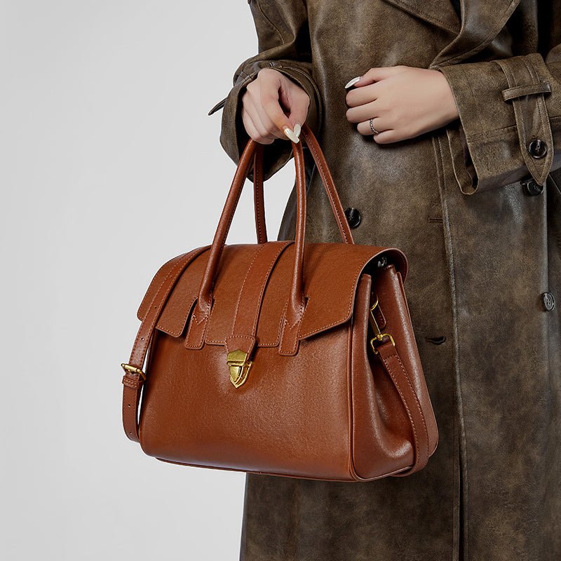 Charlotte | Classic Satchel Bag – Timeless Elegance in Brown - from Aurora-Bags for sale at Aurora-Bags