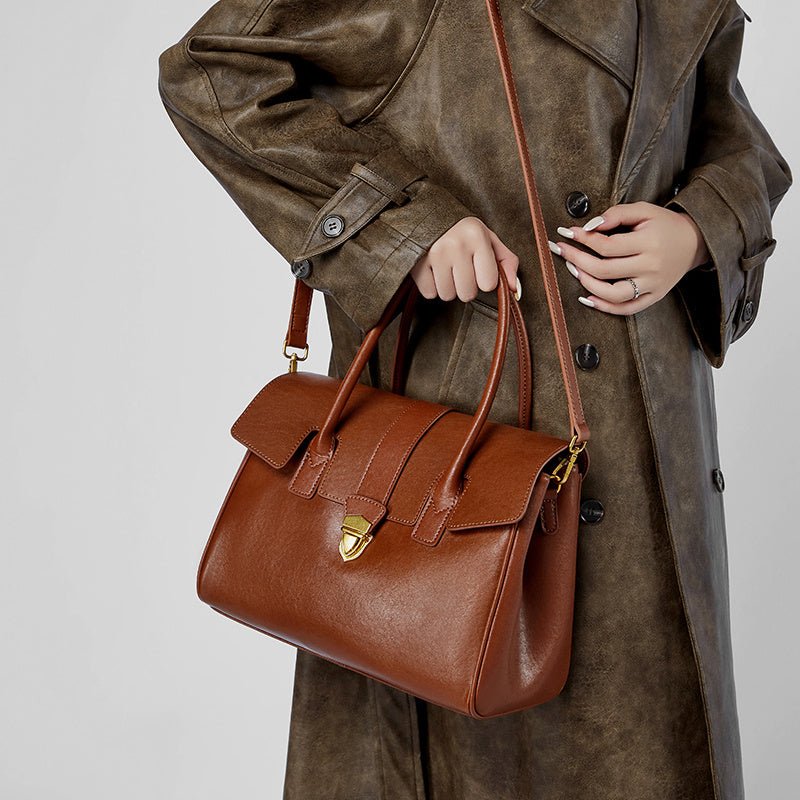 Charlotte | Classic Satchel Bag – Timeless Elegance in Brown - from Aurora-Bags for sale at Aurora-Bags