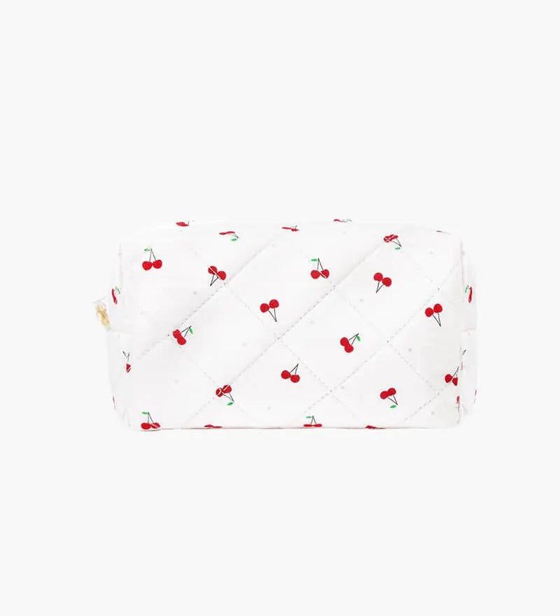 Cherry | Quilted Makeup Bag with Playful Print Feylen.com