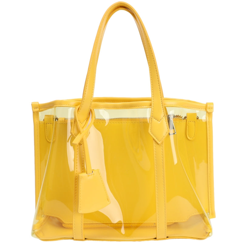 Bella | Black Patent Transparent Tote Bag – Modern & Trendy