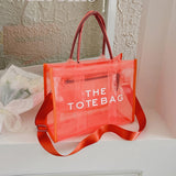 Ava | Neon Orange Mesh Tote Bag – Bold & Trendy