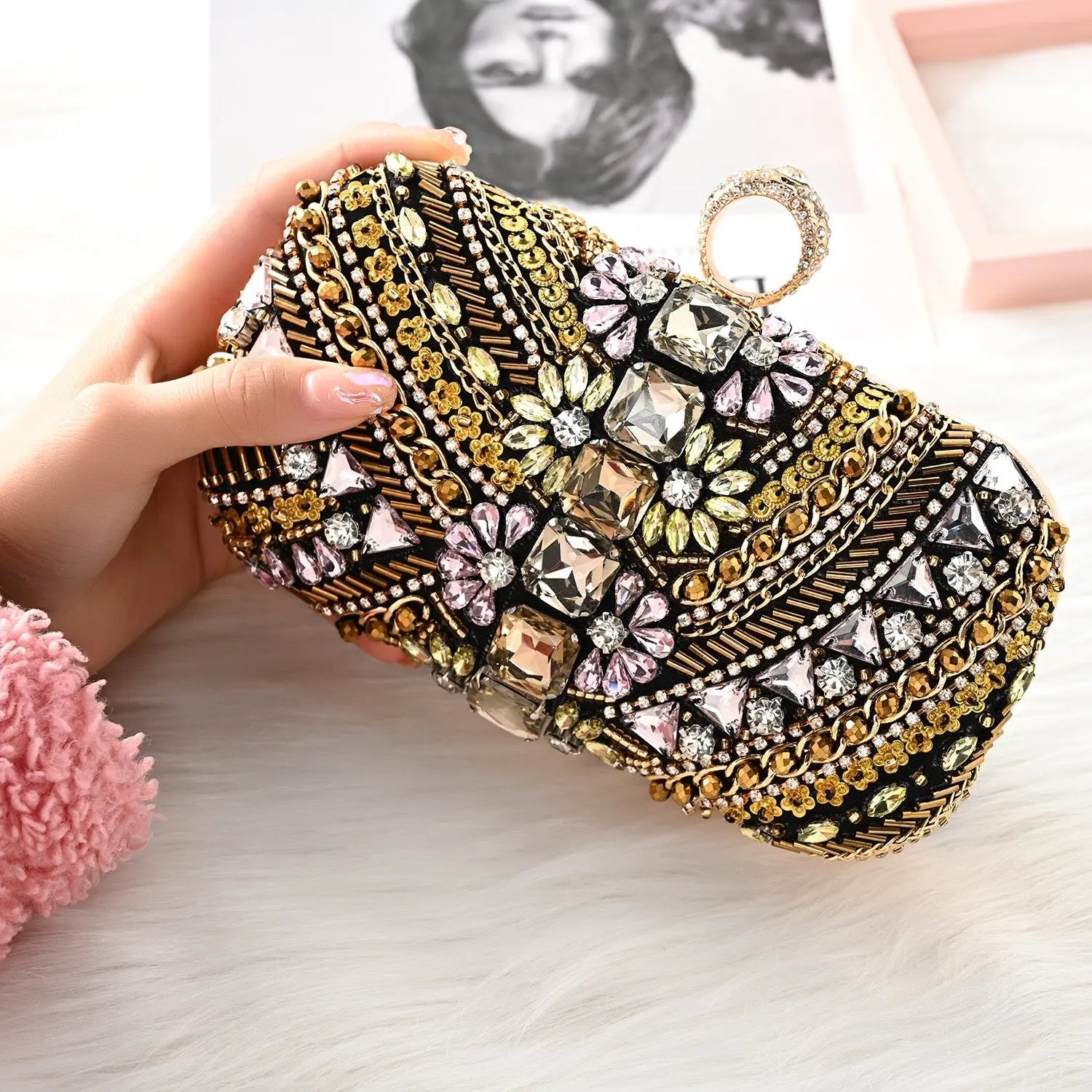 Cynthia Beaded Embroidery Clutch Bag Aurora-Bags