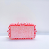 Luxury Pearl Acrylic Clutch – Elegant Evening Bag with Gold Chain