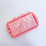Luxury Pearl Acrylic Clutch – Elegant Evening Bag with Gold Chain
