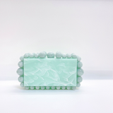 Luxury Pearl Acrylic Clutch – Elegant Evening Bag with Gold Chain