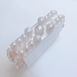 Luxury Pearl Acrylic Clutch – Elegant Evening Bag with Gold Chain