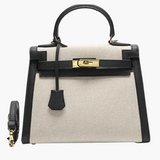 The Rose | Elegant Canvas & Black Leather Handbag – Classic & Timeless