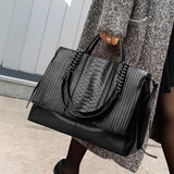 Euphemia Elegant Black Croc-Effect Leather Tote Bag for Women | Luxury Handbag UK