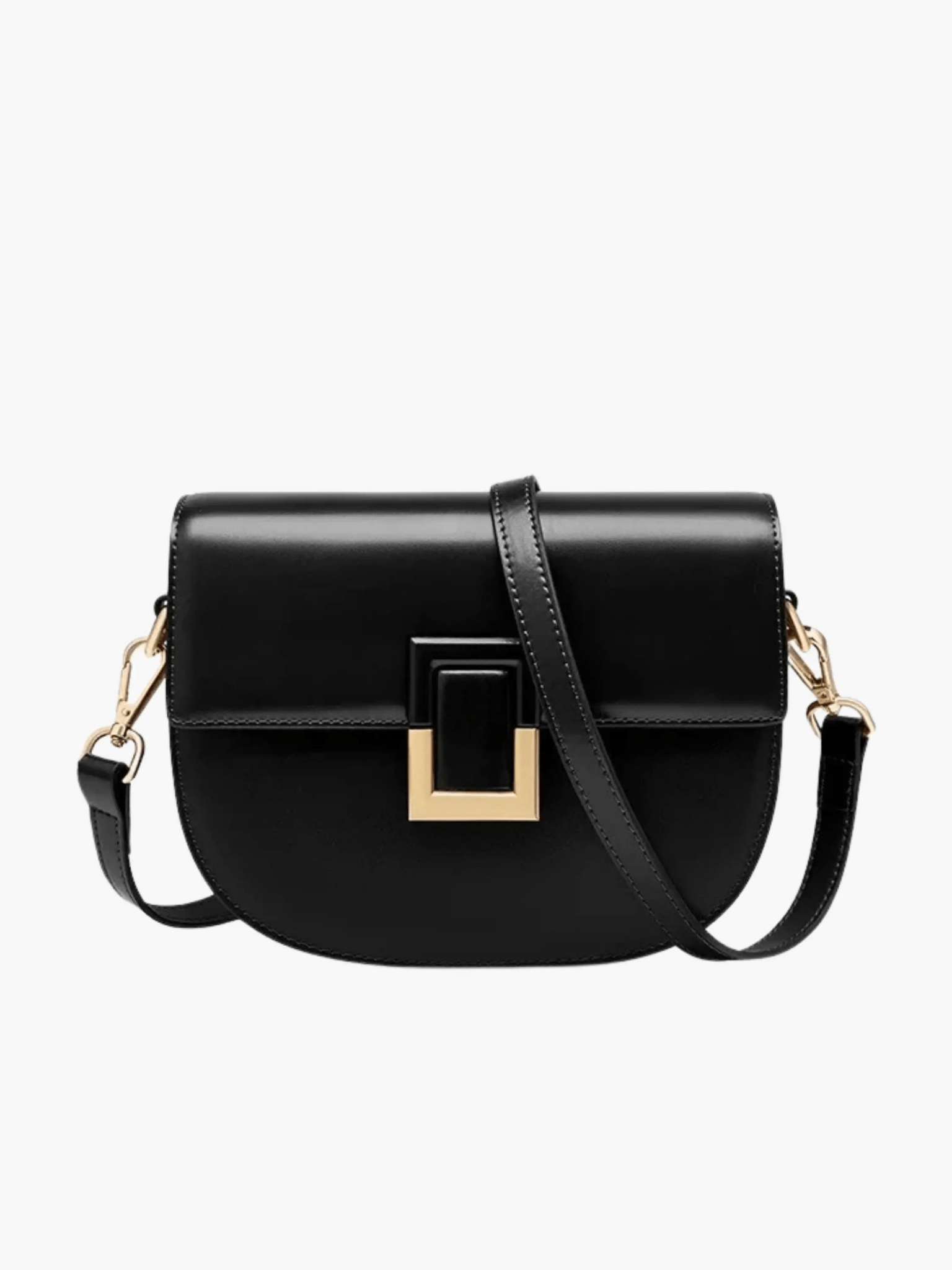 Emma | Sleek Leather Shoulder Bag with Geometric Lock Aurora-Bags