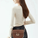 Emma | Sleek Leather Shoulder Bag with Geometric Lock Aurora-Bags