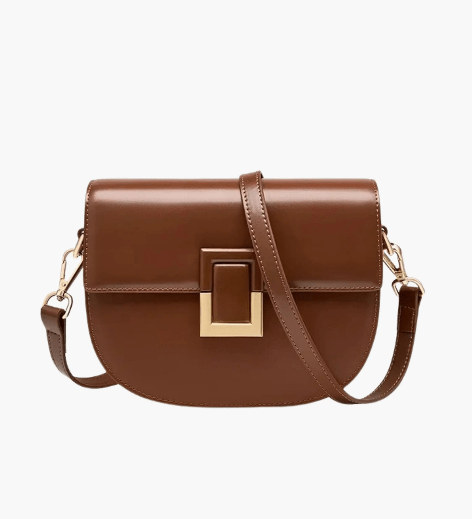 Emma | Sleek Leather Shoulder Bag with Geometric Lock Aurora-Bags