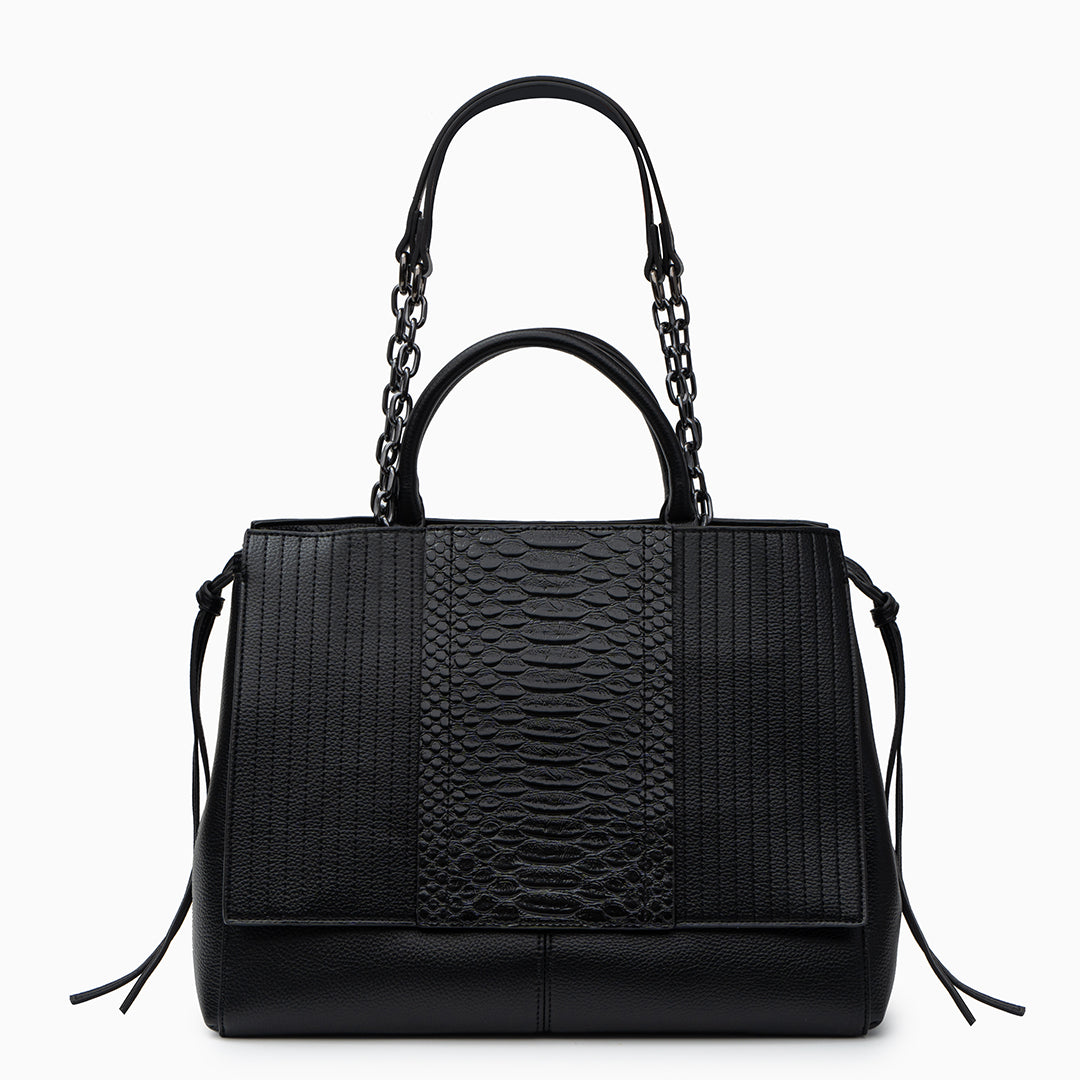 Euphemia Elegant Black Croc-Effect Leather Tote Bag for Women | Luxury Handbag UK