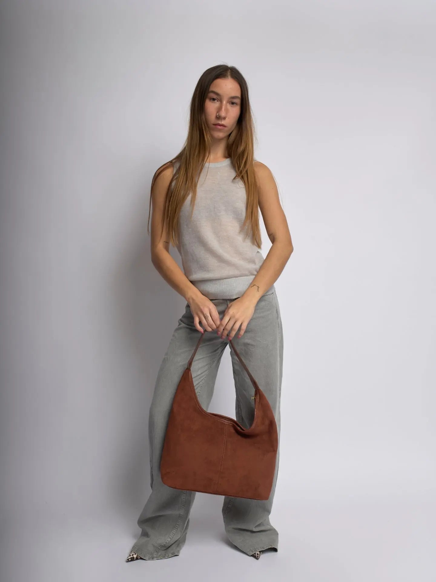 Suede Daily Leather Tote Aurora-Bags