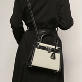 The Rose | Elegant Canvas & Black Leather Handbag – Classic & Timeless