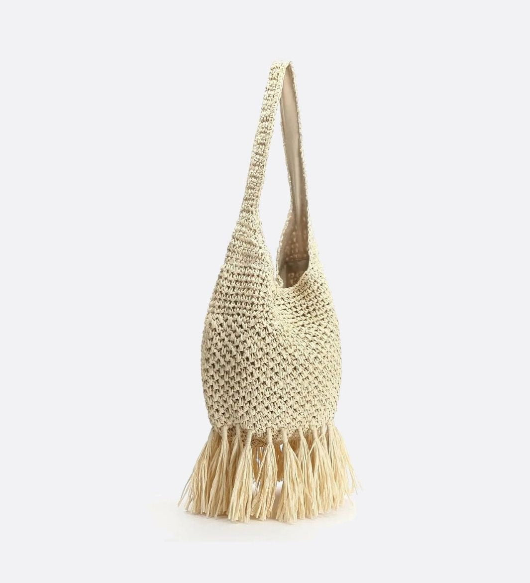 Woven Hobo Bag with Fringe Hem – Boho Shoulder Tote