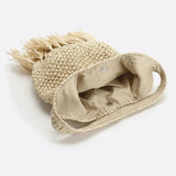 Woven Hobo Bag with Fringe Hem – Boho Shoulder Tote