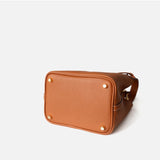 Azrielle | Premium Vegan Leather Litchi Grain Buckle Bag with Top Handle & Inner Pouch