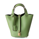 Azrielle | Premium Vegan Leather Litchi Grain Buckle Bag with Top Handle & Inner Pouch