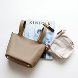 Azrielle | Premium Vegan Leather Litchi Grain Buckle Bag with Top Handle & Inner Pouch
