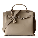 Elariselle | Taupe Leather Satchel Bag – Elegant & Functional
