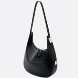 Black Leather Crescent Shoulder Bag – Minimalist Luxury Handbag