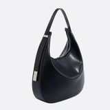 Black Leather Crescent Shoulder Bag – Minimalist Luxury Handbag