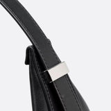 Black Leather Crescent Shoulder Bag – Minimalist Luxury Handbag