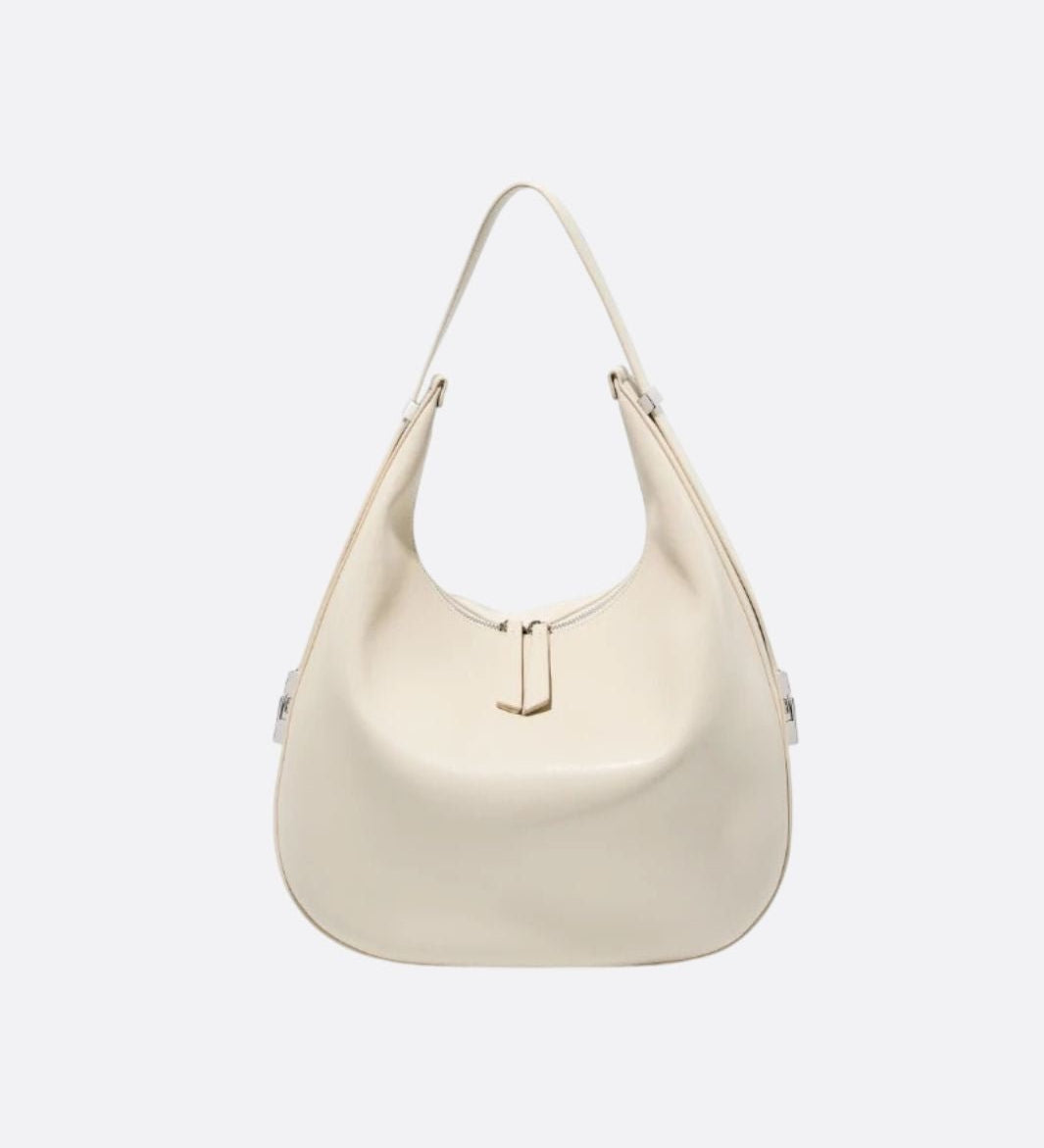 Black Leather Crescent Shoulder Bag – Minimalist Luxury Handbag