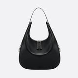 Black Leather Crescent Shoulder Bag – Minimalist Luxury Handbag