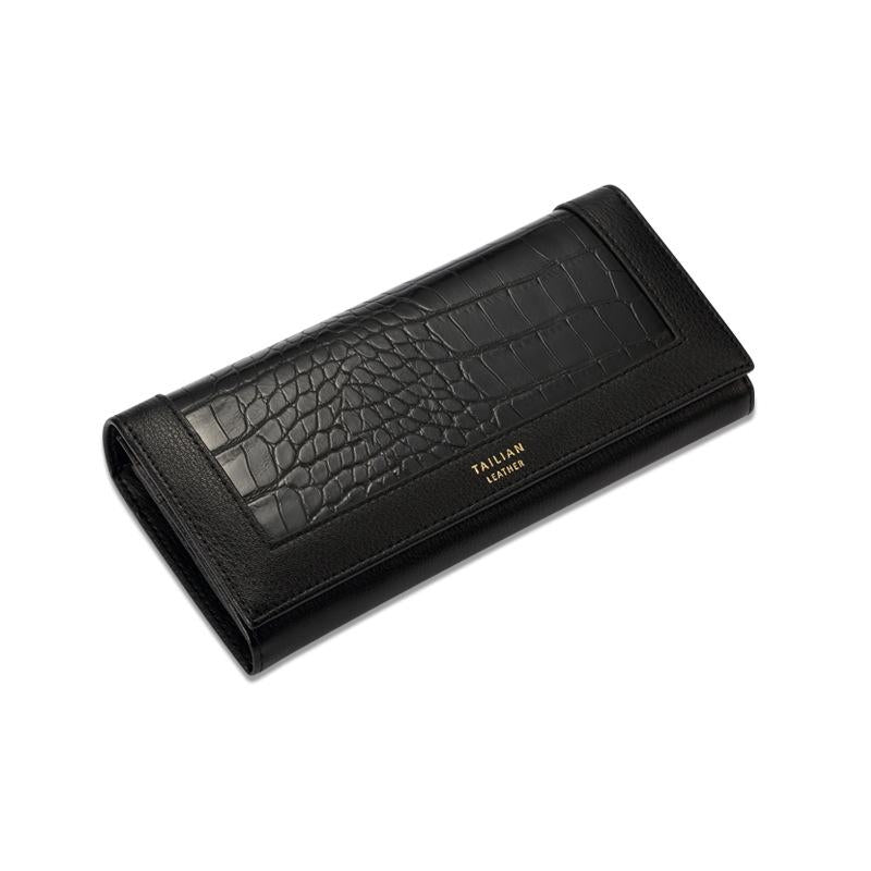 Nyxara | Red Croc-Embossed Leather Wallet – Bold & Elegant