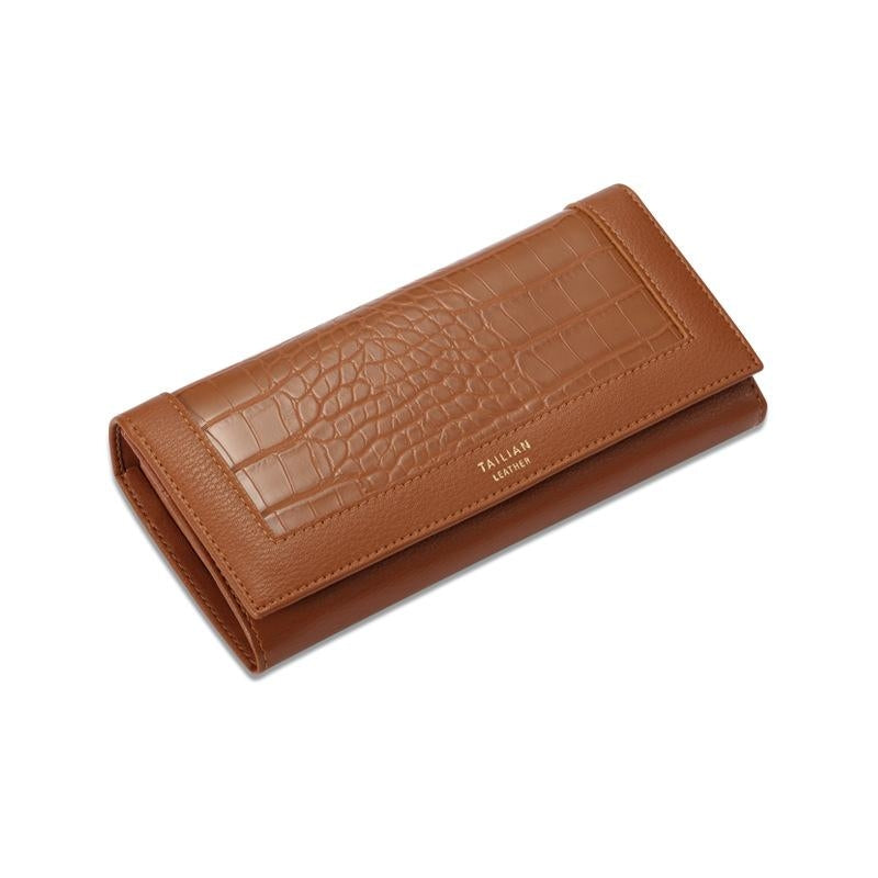 Nyxara | Red Croc-Embossed Leather Wallet – Bold & Elegant