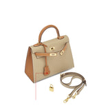 The Juliana | Two-Tone Structured Handbag – Classic & Luxurious - Taupe