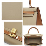 The Juliana | Two-Tone Structured Handbag – Classic & Luxurious - Taupe