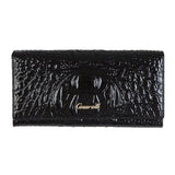 Sophia | Black Croc-Embossed Leather Wallet – Luxurious & Chic