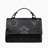 Black Embossed Pattern Top Handle Bag - Unique & Chic