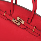 Isla Red Textured Leather Handbag – Classic & Timeless