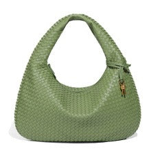 Textured Woven Shoulder Bag – Minimalist Soft Hobo Style in Vegan Leather