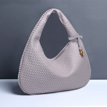 Textured Woven Shoulder Bag – Minimalist Soft Hobo Style in Vegan Leather