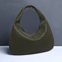 Textured Woven Shoulder Bag – Minimalist Soft Hobo Style in Vegan Leather